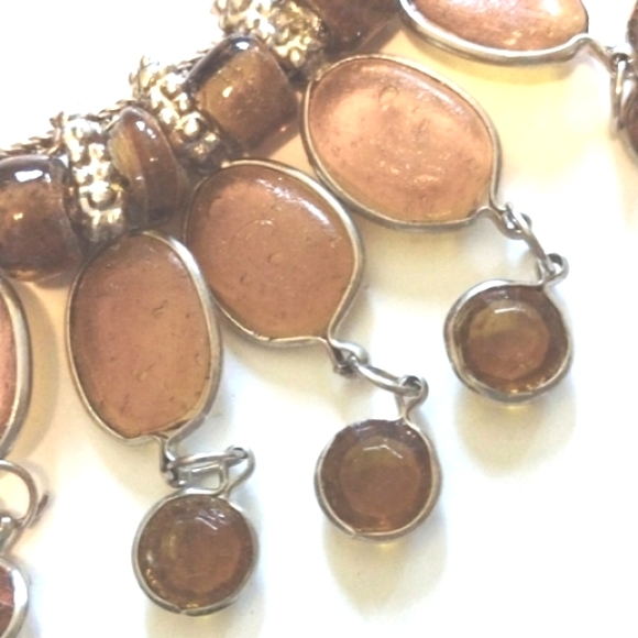 .925 SILVER OXIDIZED VINTAGE CHOKER NECKLACE WITH NATURAL BALTIC AMBER STONES - Picture 10 of 10